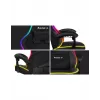 Žaidimų kėdė Huzaro FORCE 4.4 RGB Black – audeklinis kaušinis sėdėjimas, max 130 kg, reguliuojama atlošas, aukštis 115–125 cm, RGB apšvietimas