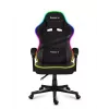 Žaidimų kėdė Huzaro FORCE 4.4 RGB Black – audeklinis kaušinis sėdėjimas, max 130 kg, reguliuojama atlošas, aukštis 115–125 cm, RGB apšvietimas