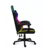 Žaidimų kėdė Huzaro FORCE 4.4 RGB Black – audeklinis kaušinis sėdėjimas, max 130 kg, reguliuojama atlošas, aukštis 115–125 cm, RGB apšvietimas