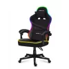 Žaidimų kėdė Huzaro FORCE 4.4 RGB Black – audeklinis kaušinis sėdėjimas, max 130 kg, reguliuojama atlošas, aukštis 115–125 cm, RGB apšvietimas