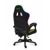 Žaidimų kėdė Huzaro FORCE 4.4 RGB Black – audeklinis kaušinis sėdėjimas, max 130 kg, reguliuojama atlošas, aukštis 115–125 cm, RGB apšvietimas