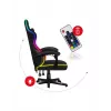 Žaidimų kėdė Huzaro FORCE 4.4 RGB Black – audeklinis kaušinis sėdėjimas, max 130 kg, reguliuojama atlošas, aukštis 115–125 cm, RGB apšvietimas