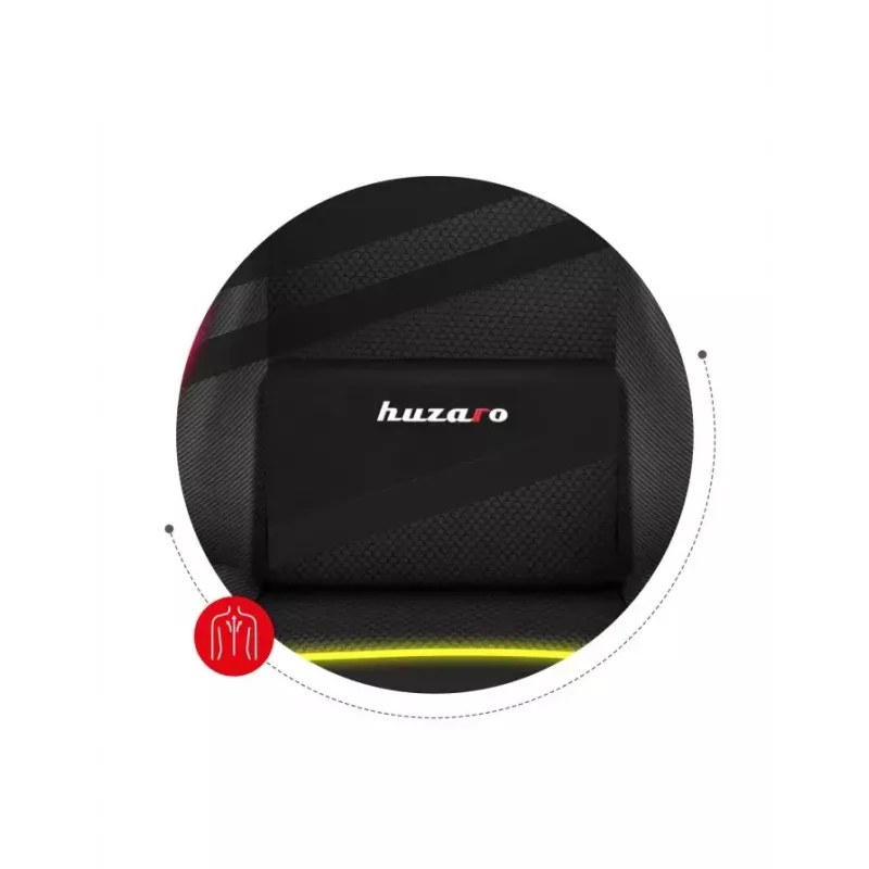 Žaidimų kėdė Huzaro FORCE 4.4 RGB Black – audeklinis kaušinis sėdėjimas, max 130 kg, reguliuojama atlošas, aukštis 115–125 cm, RGB apšvietimas