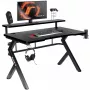 Gaming stalas Huzaro Hero 5.0 juodas – tiesus aliumininis rėmas, anglies pluošto stalviršis 1200×600 mm