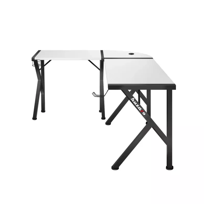 Kampinis žaidimų stalas Huzaro Hero 6.3 Baltas L-formos anglies pluošto viršus 1540×1170×740 mm