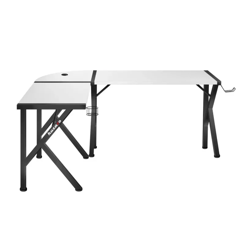 Kampinis žaidimų stalas Huzaro Hero 6.3 Baltas L-formos anglies pluošto viršus 1540×1170×740 mm