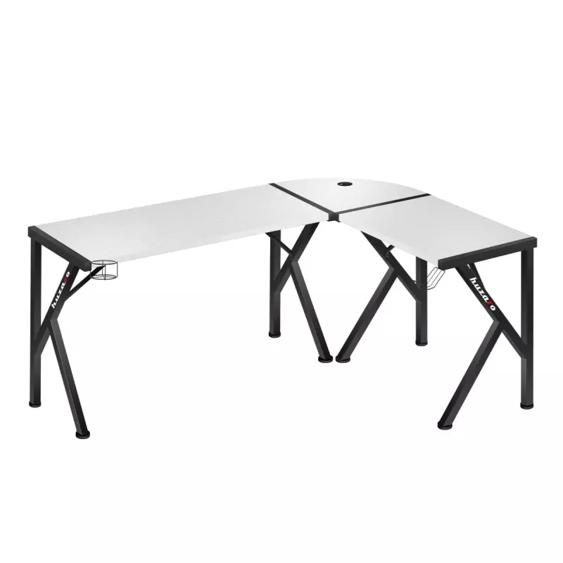 Kampinis žaidimų stalas Huzaro Hero 6.3 Baltas L-formos anglies pluošto viršus 1540×1170×740 mm