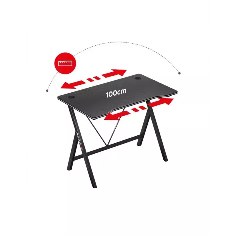 Žaidimų stalas Huzaro Hero 1.4 Black tiesus stačiakampis MDF viršus 1000x500x750 mm