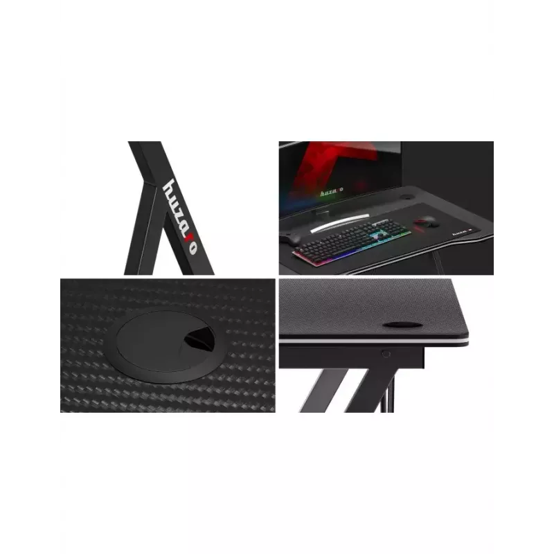 Žaidimų stalas Huzaro Hero 1.4 Black tiesus stačiakampis MDF viršus 1000x500x750 mm