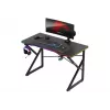 Gaminimo stalas Huzaro Hero 1.7 RGB Black – tiesus ergonomiškas stalas 1200×600 mm, 750 mm aukštis, LED, puodelio laikiklis, ausinių kablys