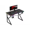 Gaminimo stalas Huzaro Hero 1.7 RGB Black – tiesus ergonomiškas stalas 1200×600 mm, 750 mm aukštis, LED, puodelio laikiklis, ausinių kablys