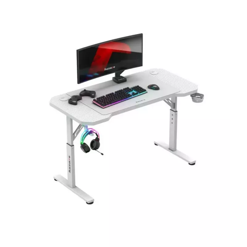 Žaidimų kėdė huzaro Hero 2.6 White – ergonomiška aukštu atlošu reguliuojamo aukščio sukamoji sėdynė su puodelių laikikliu ir ausinių kabliuku