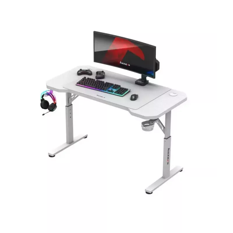 Žaidimų kėdė huzaro Hero 2.6 White – ergonomiška aukštu atlošu reguliuojamo aukščio sukamoji sėdynė su puodelių laikikliu ir ausinių kabliuku