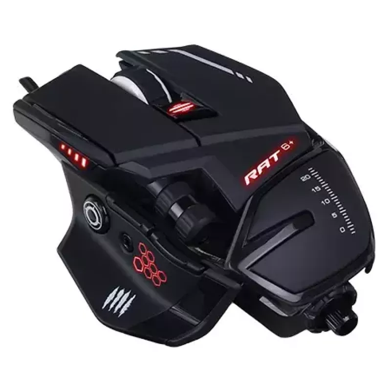 Žaidimų pelė Mad Catz R.A.T. 6+ USB Type-A, dešinei rankai, 12 000 DPI, 11 mygtukų, juoda, laidinė