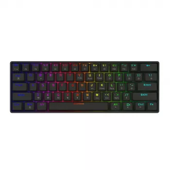 Mechaninė žaidimų klaviatūra SAVIO BLACKOUT X2 BLUE, 61 klavišas 60% USB-C atjungiamas laidas, RGB LED, Outemu Blue jungikliai, N-key rollover