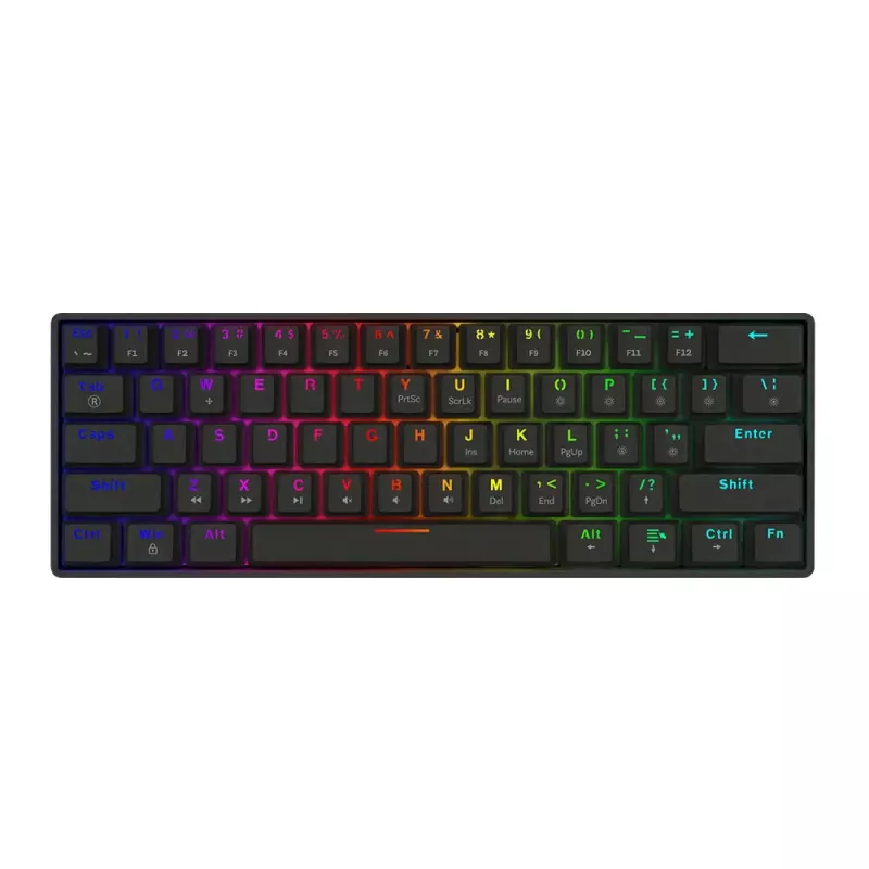Mechaninė žaidimų klaviatūra SAVIO BLACKOUT X2 BLUE, 61 klavišas 60% USB-C atjungiamas laidas, RGB LED, Outemu Blue jungikliai, N-key rollover