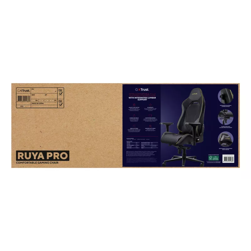 Trust GXT 721 Ruya Pro universali žaidimų kėdė Juoda