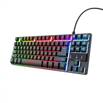 Trust GXT 833 Thado žaidimų klaviatūra, USB, tenkeyless, juoda, sidabrinė