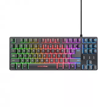 Trust GXT 833 Thado žaidimų klaviatūra, USB, tenkeyless, juoda, sidabrinė