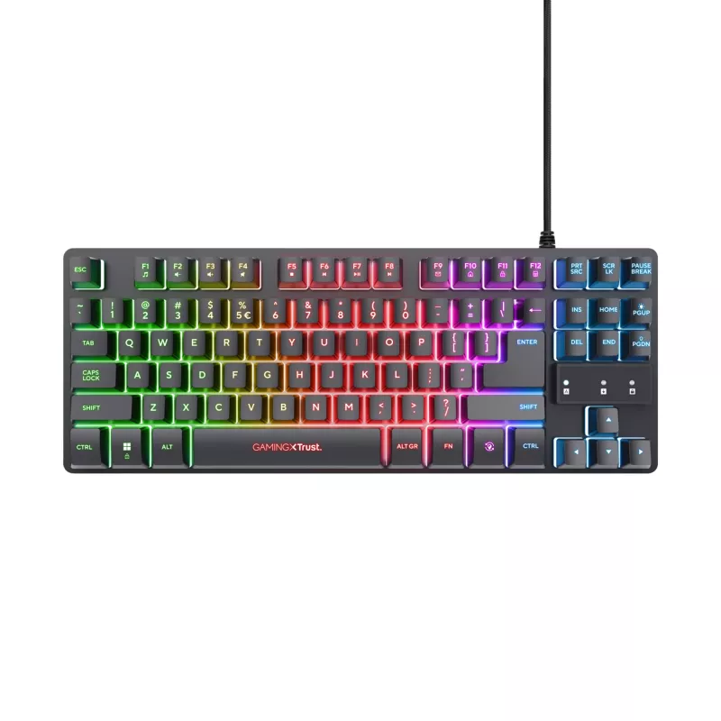 Trust GXT 833 Thado žaidimų klaviatūra, USB, tenkeyless, juoda, sidabrinė