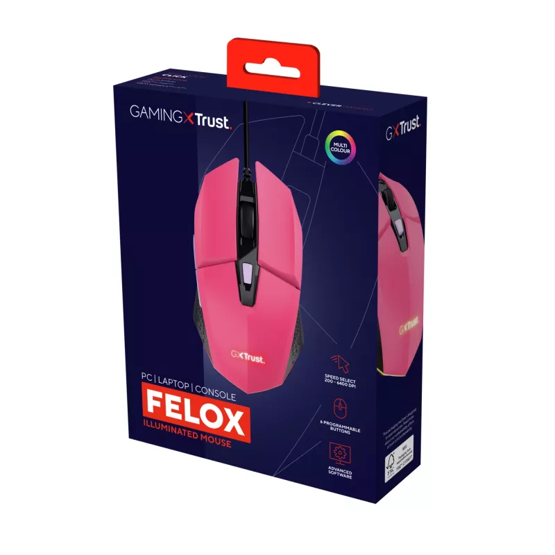 Trust GXT 109P FELOX pelė žaidimams Ambidextrinė USB Type-A 6400 DPI