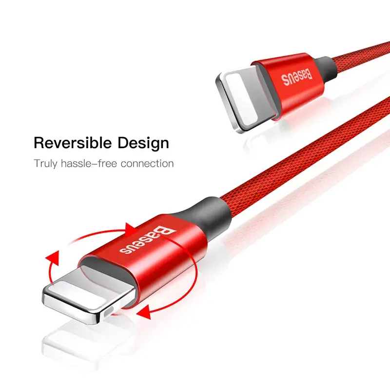 USB-A į Lightning laidas Baseus Yiven 1,8 m, 2 A išėjimas, raudonas, termoplastinio elastomero apvalkalas