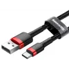 BASEUS Cafule greito įkrovimo laidas – USB-A į USB-C, 2A, 2m, juodas (nailoninis pynimas)