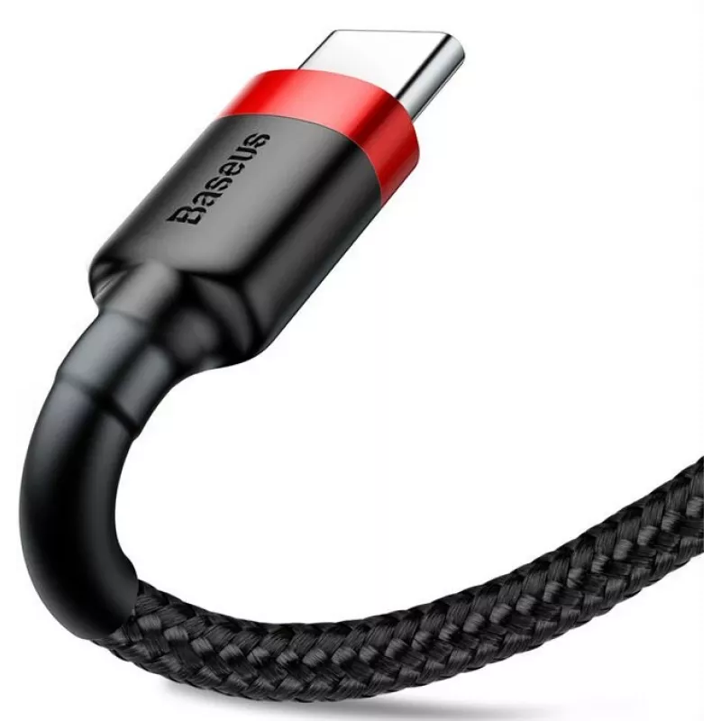 BASEUS Cafule greito įkrovimo laidas – USB-A į USB-C, 2A, 2m, juodas (nailoninis pynimas)