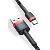 BASEUS Cafule greito įkrovimo laidas – USB-A į USB-C, 2A, 2m, juodas (nailoninis pynimas)