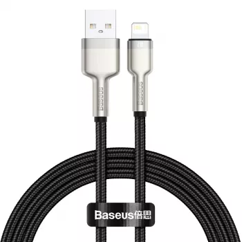 BASEUS Fast Charge Cafule duomenų perdavimo laidas - USB Type-A į Lightning - 480Mbps (2,4A PD) - 1m - Juodas