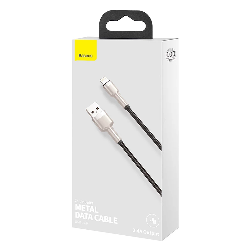 BASEUS Fast Charge Cafule duomenų perdavimo laidas - USB Type-A į Lightning - 480Mbps (2,4A PD) - 1m - Juodas