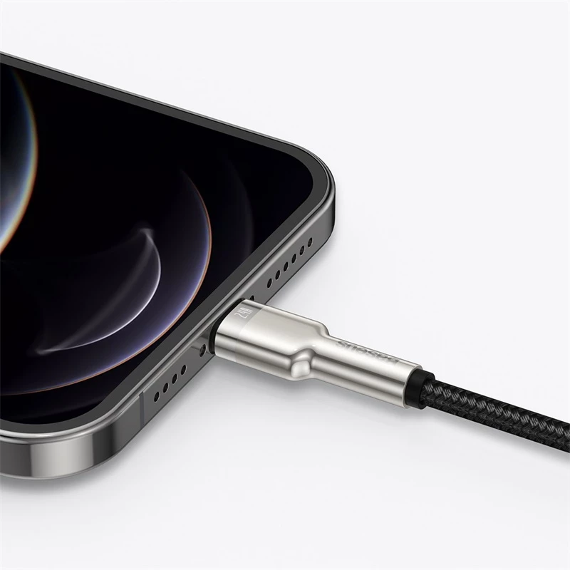 BASEUS Fast Charge Cafule duomenų perdavimo laidas - USB Type-A į Lightning - 480Mbps (2,4A PD) - 1m - Juodas
