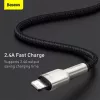 BASEUS Fast Charge Cafule duomenų perdavimo laidas - USB Type-A į Lightning - 480Mbps (2,4A PD) - 1m - Juodas