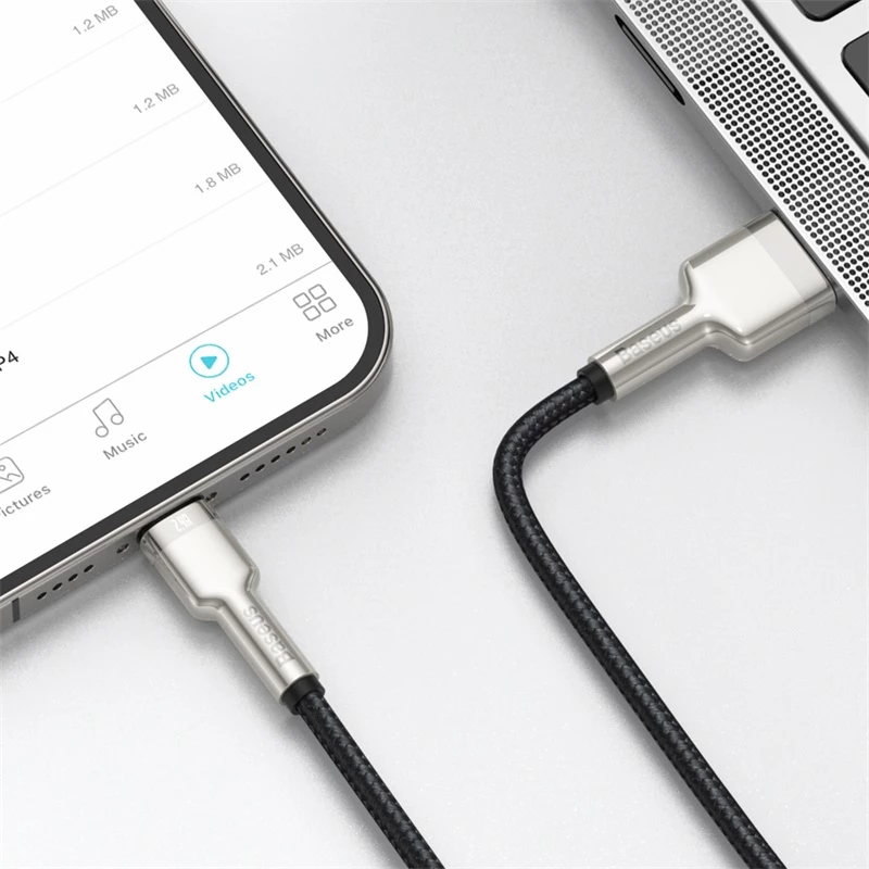 BASEUS Fast Charge Cafule duomenų perdavimo laidas - USB Type-A į Lightning - 480Mbps (2,4A PD) - 1m - Juodas