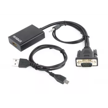 GEMBIRD A-VGA-HDMI-01 VGA į HDMI adapterio kabelis, USB maitinamas, 15 cm, juodas