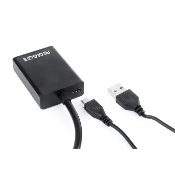 GEMBIRD A-VGA-HDMI-01 VGA į HDMI adapterio kabelis, USB maitinamas, 15 cm, juodas
