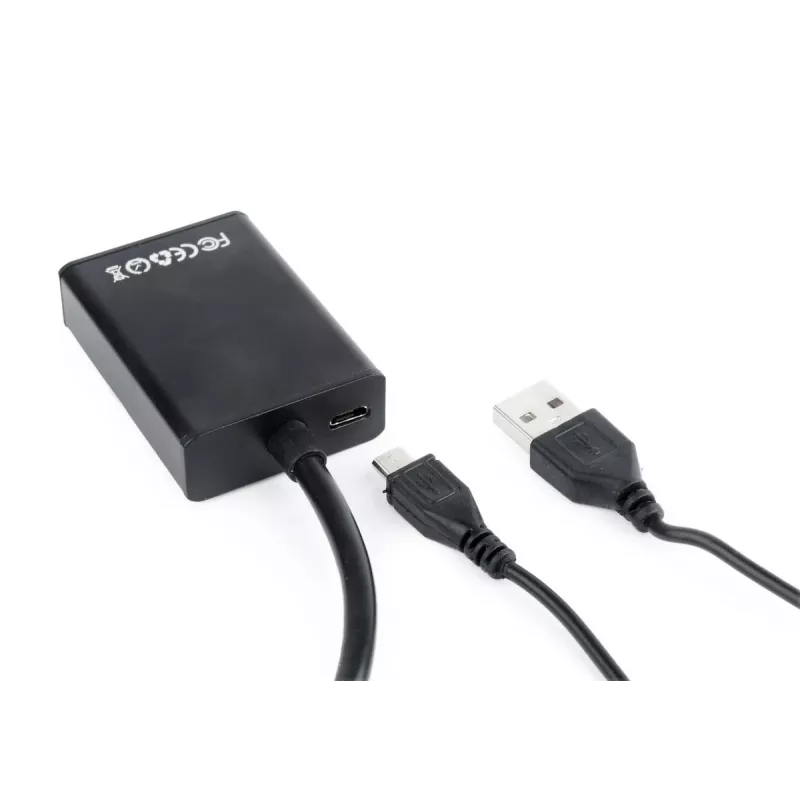 GEMBIRD A-VGA-HDMI-01 VGA į HDMI adapterio kabelis, USB maitinamas, 15 cm, juodas