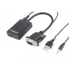 GEMBIRD A-VGA-HDMI-01 VGA į HDMI adapterio kabelis, USB maitinamas, 15 cm, juodas