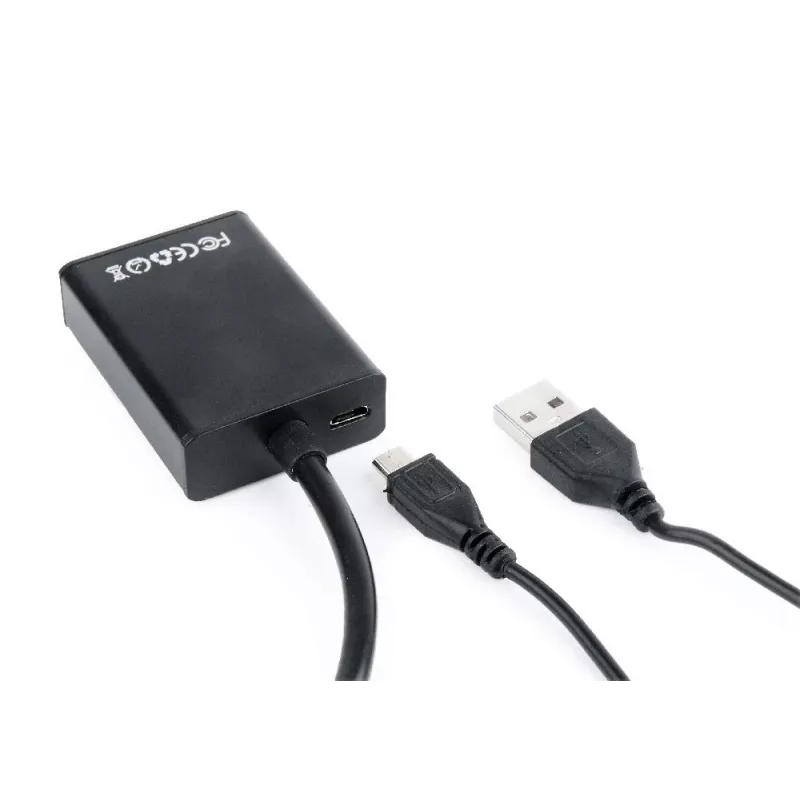 GEMBIRD A-VGA-HDMI-01 VGA į HDMI adapterio kabelis, USB maitinamas, 15 cm, juodas