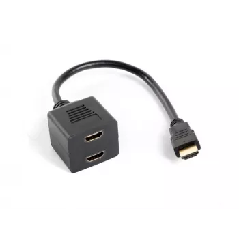 HDMI vaizdo daliklis LANBERG AD-0019-BK — 2x HDMI išėjimai, Full HD 1920x1080, 0,2 m kabelis, juodas