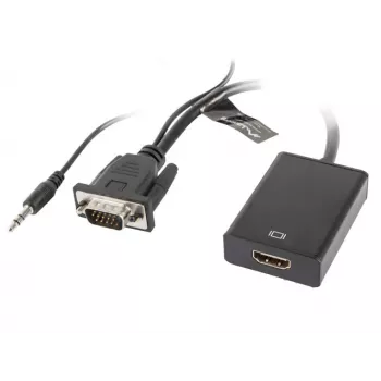 LANBERG vaizdo kabelio adapteris HDMI A tipo (standartinis) į VGA (D-Sub) 0,2 m juodas