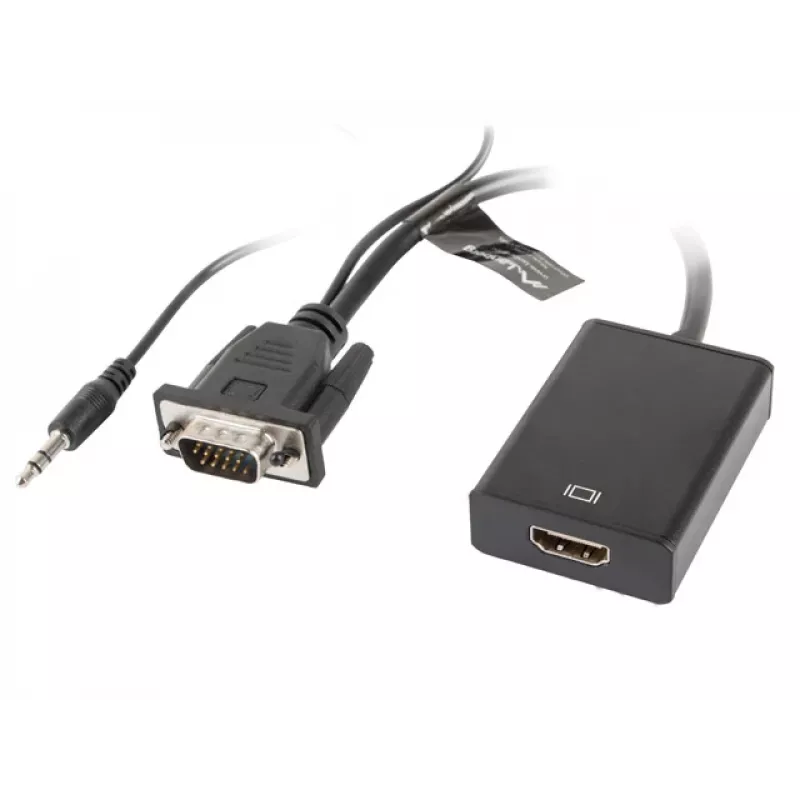 LANBERG vaizdo kabelio adapteris HDMI A tipo (standartinis) į VGA (D-Sub) 0,2 m juodas