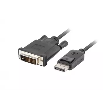 Vaizdo kabelio adapteris LANBERG DisplayPort (vyriškas) į DVI‑D (vyriškas), 1 m, juodas, palaiko 1080p