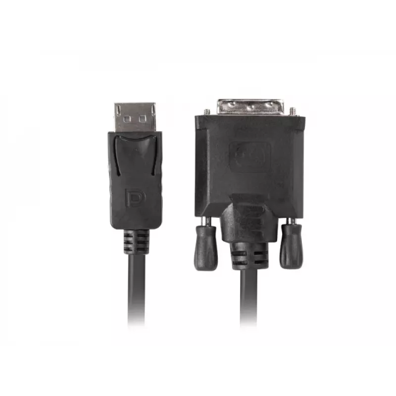 Vaizdo kabelio adapteris LANBERG DisplayPort (vyriškas) į DVI‑D (vyriškas), 1 m, juodas, palaiko 1080p