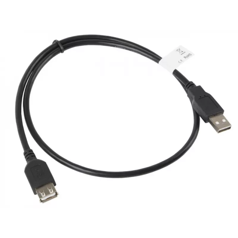 USB A – USB A laidas LANBERG CA-USBE-10CC-0007-BK, USB 2.0, 0,7 m, juodas