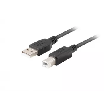 LANBERG USB-A(m)->USB-B(m) 2.0 kabelis 1m Juodas Ferito žiedas