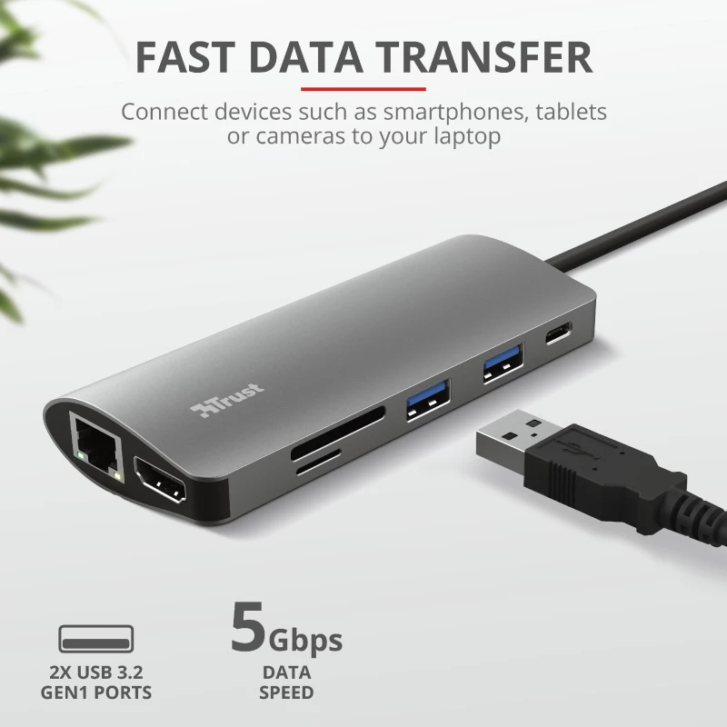 Trust Dalyx 7-in-1 USB-C adapteris HDMI, Ethernet, USB 3.2 Gen 1, kortelių skaitytuvas