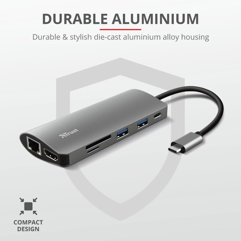 Trust Dalyx 7-in-1 USB-C adapteris HDMI, Ethernet, USB 3.2 Gen 1, kortelių skaitytuvas