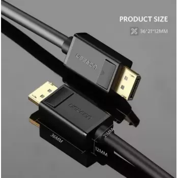 DisplayPort kabelis UGREEN DP102 1 m, DisplayPort 1.2, 21.6 Gbit/s, 3840×2160@60Hz, juodas