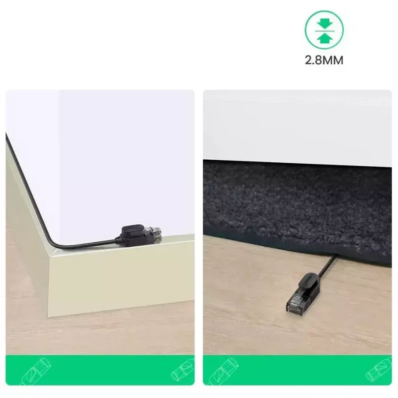 UGREEN NW122 Cat6A UTP sujungimo kabelis, RJ45, 3 m, juodos spalvos, iki 10 Gb/s